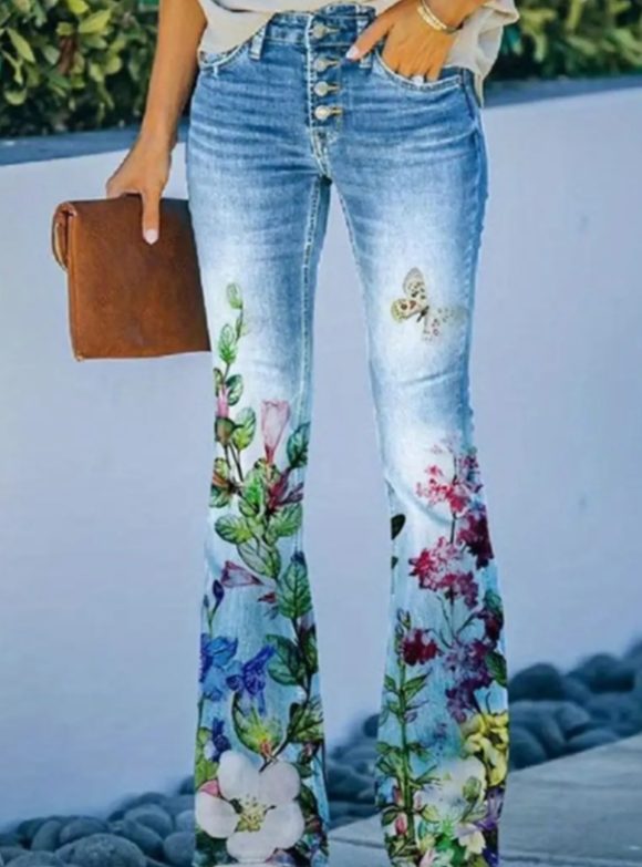 Women's Printed Polyester Jeans - Image 2