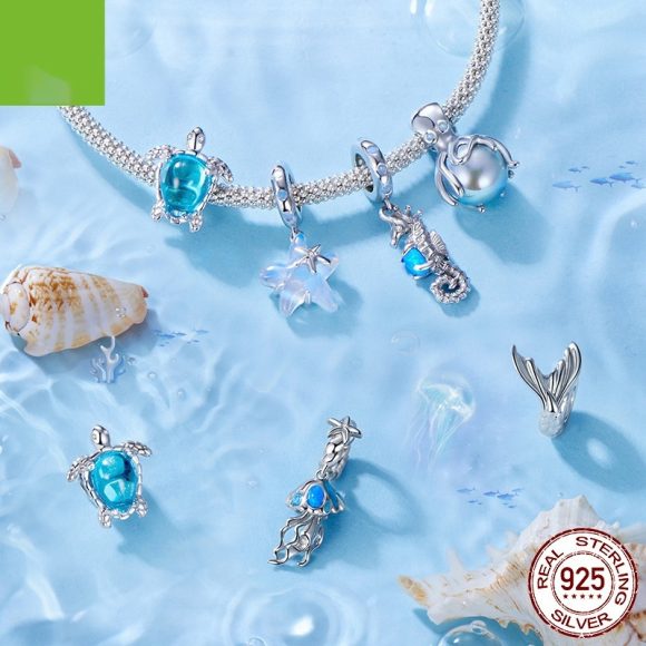 S925 Silver Octopus Beads Ocean Style Diy Beads - Image 3