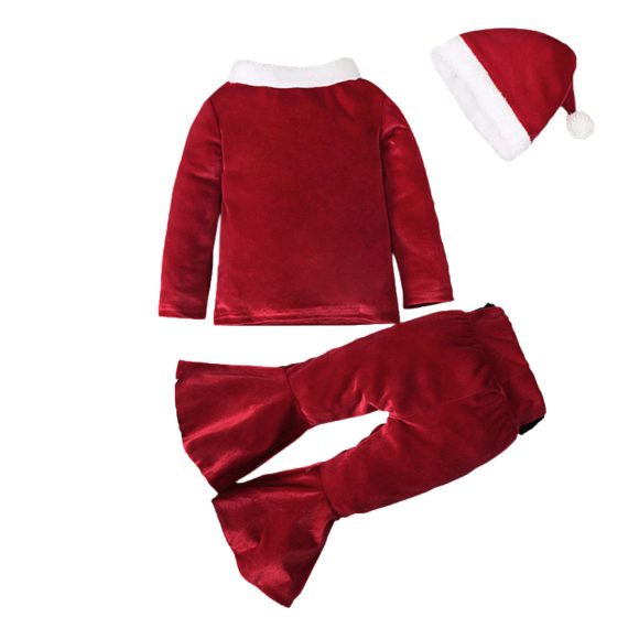 Winter Christmas Long-sleeved Shirt Bell Bottoms Hat Three-piece Children's Clothing - Image 2