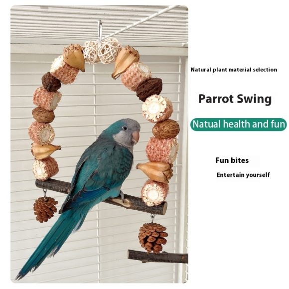 Wooden Parrot Swing Natural Log Bird Stand Pole Perched Wooden Mountain Parrot Toys - Image 5