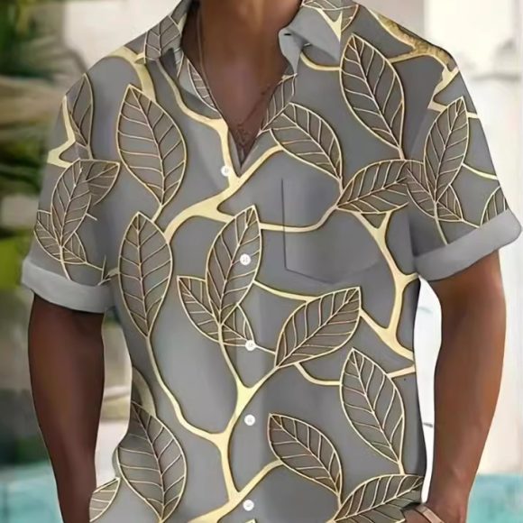 Fashion Printed Shirt Men's Clothing Print Lapel Short Sleeve - Image 3