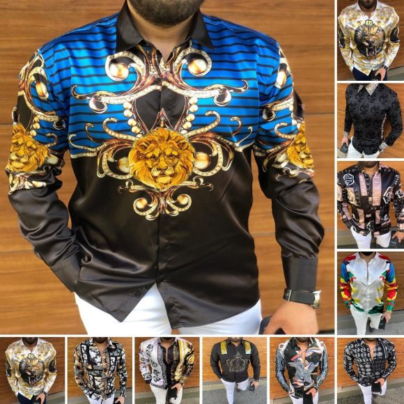 Printed Long Sleeve Slim Fit Men's Shirt - Image 6