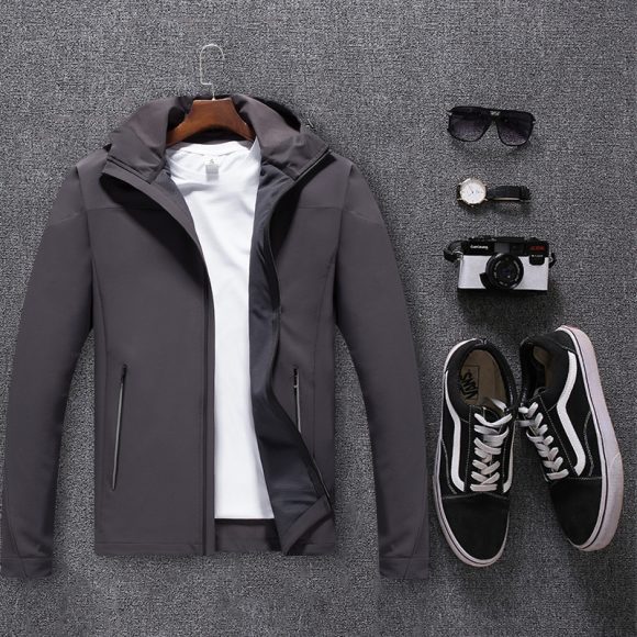 Men's movement in the spring and autumn season, men's single layer elastic mountaineering jackets, waterproof, windproof, breathable and caprant riding clothes - Image 5
