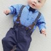 European and American boys gentleman suit, children's plaid shirt bib suit - Image 2