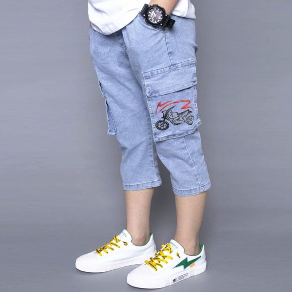 Boys Fashion Loose Stretch Cropped Jeans - Image 2