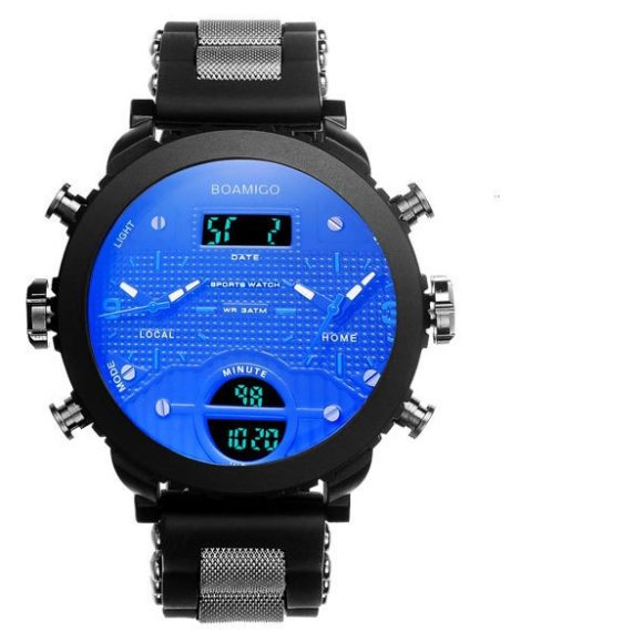 Men's watch electronic quartz double display watch 3 time zone waterproof watch - Image 5
