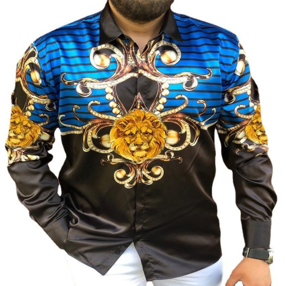 Printed Long Sleeve Slim Fit Men's Shirt - Image 8