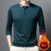 Autumn And Winter New Men's Fleece T-shirt Lapel Loose, Simple And All-matching - Image 3