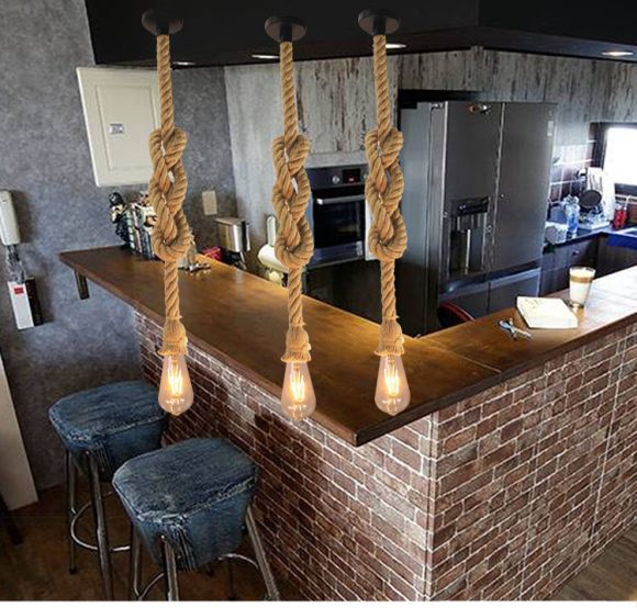 Hemp rope chandelier bar personality creative single head retro restaurant Internet cafe industrial wind loft double head nostalgic lamps - Image 8