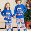 Matching Family Pajamas Sets Christmas PJ's Letter Print Top And Plaid Pants Jammies Sleepwear - Image 2