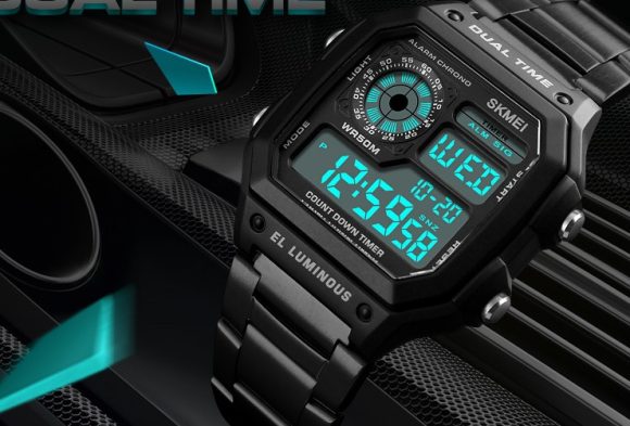 Business steel belt electronic watch double display multi-function sports waterproof watch - Image 5