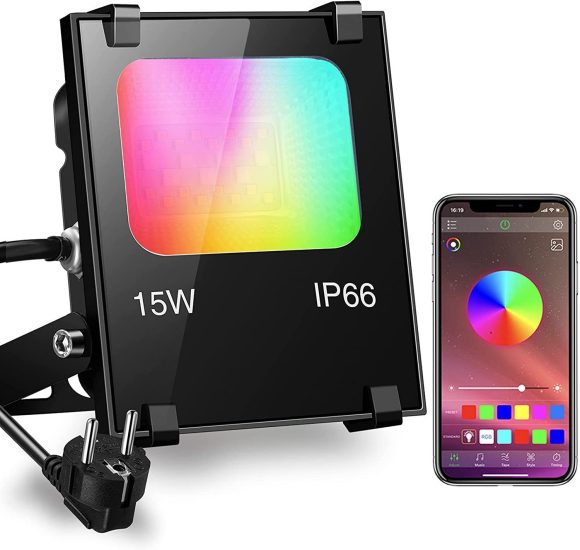 IP66 Waterproof Garden Smart Bluetooth RGBW Flood Light - Image 3