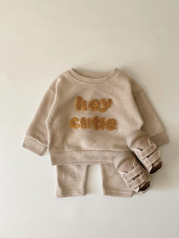 Spring And Autumn Newborn Alphabet Embroidery Baby Long Sleeve Two-piece Suit - Image 6