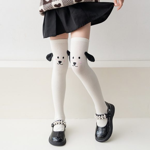 Cute Girl Cartoon Unique Panda Puppy Bunny Princess Style Long Socks - Image 7