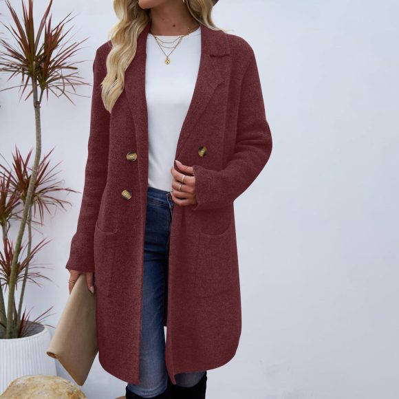 Women's Fashionable All-match Mid-length Woolen Coat Suit Jacket - Image 8
