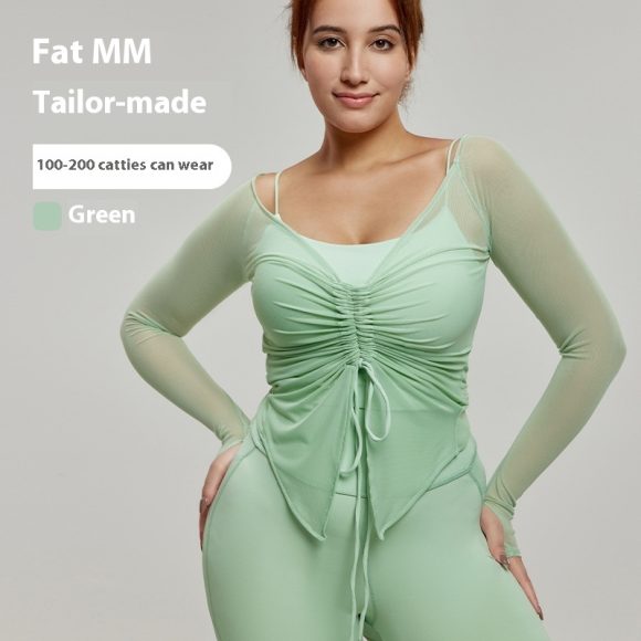 Plus Size Yoga Wear Blouse Long Sleeve Fat Top - Image 7