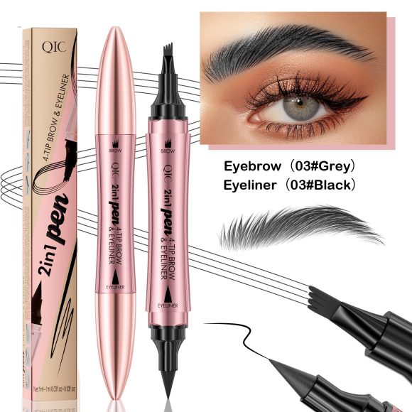 Double-headed 3D Micro-carved Liquid Four-fork Eyebrow Pencil Eyeliner 2-in-one Dual-purpose Eye - Image 7