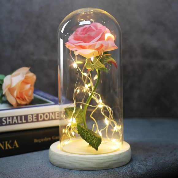 Enchanted Forever Rose Flower in Glass LED Light Christmas Decoration - Image 2