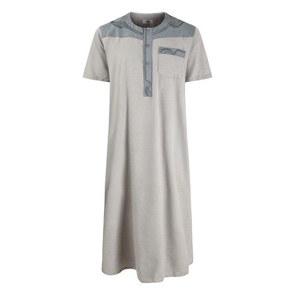 Men's Robe Pocket Contrast Color Middle East Short Sleeve - Image 5