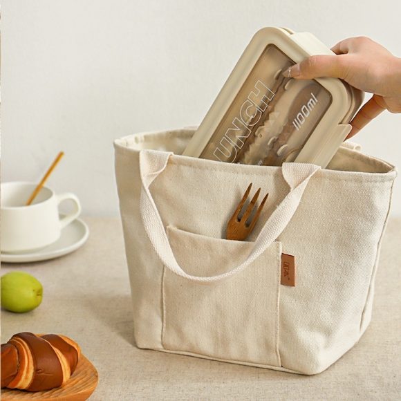 Thick Aluminum Foil Canvas Student Office Worker Lunch Bag - Image 5