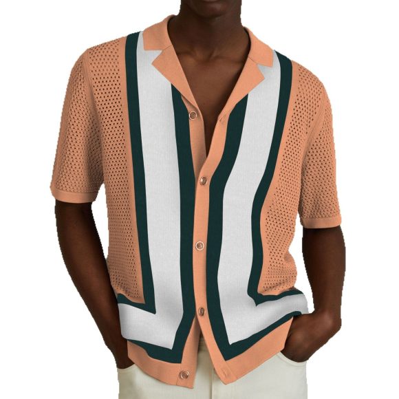 Men's Summer New Striped Contrast Color Knitwear Top - Image 5
