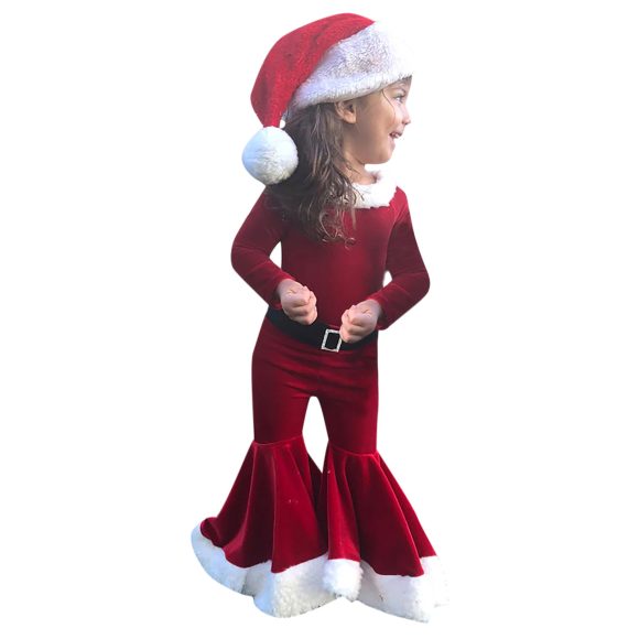 Winter Christmas Long-sleeved Shirt Bell Bottoms Hat Three-piece Children's Clothing - Image 7