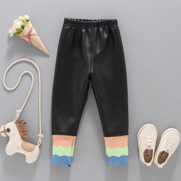Girls' Warm Bottomed Leather Pants - Image 3