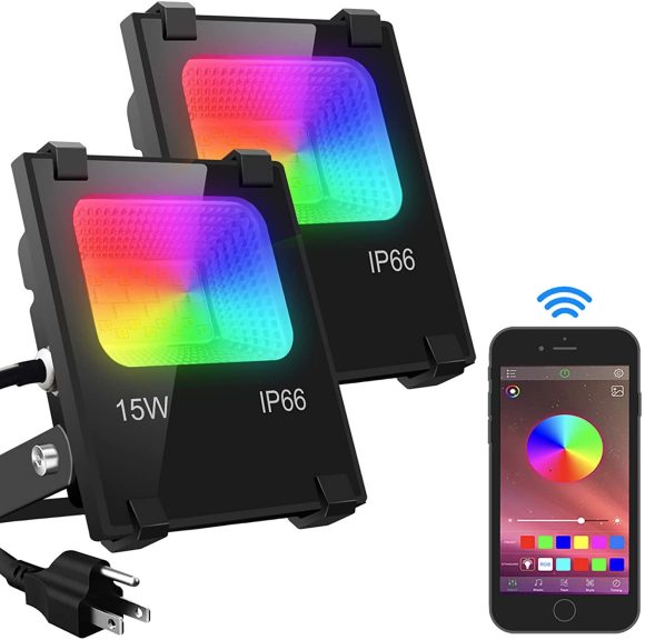 IP66 Waterproof Garden Smart Bluetooth RGBW Flood Light - Image 4