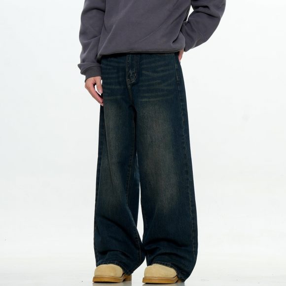 Retro Old Blue Jeans Washed Old Loose New Slimming - Image 6