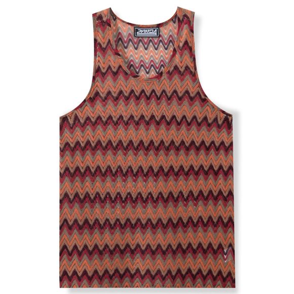 Summer Casual Men's Clothing Retro Style Contrast Color Wave Color Stripes Fabric Vest - Image 7