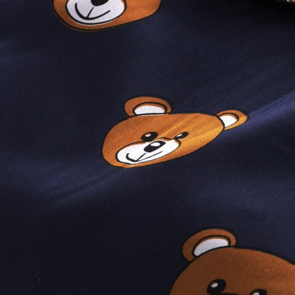 Long sleeve ice silk bear pajamas set for boys and girls - Image 8
