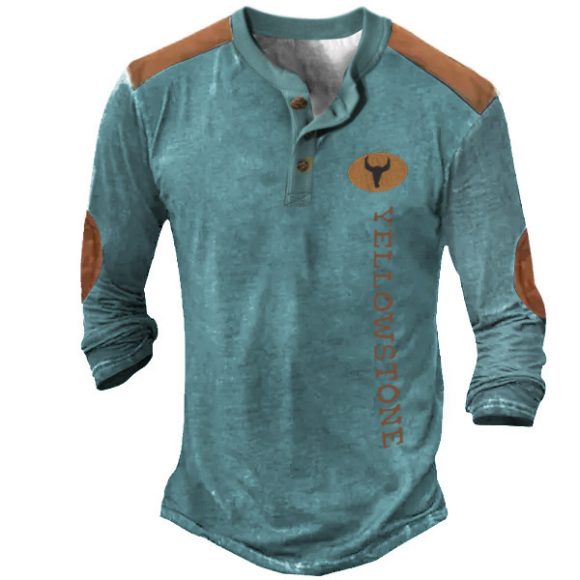 Men's Henley Shirt T-shirt Solid - Image 5