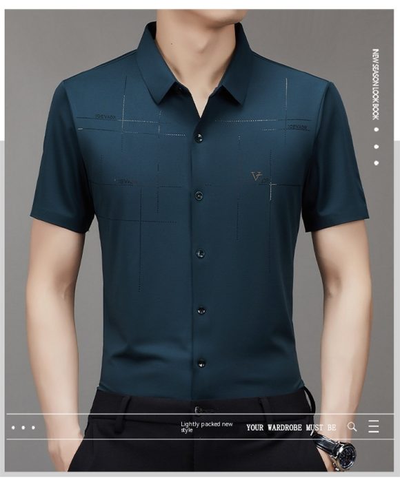 Summer New Men's Short-sleeved Shirt Seamless Business Shirt - Image 4