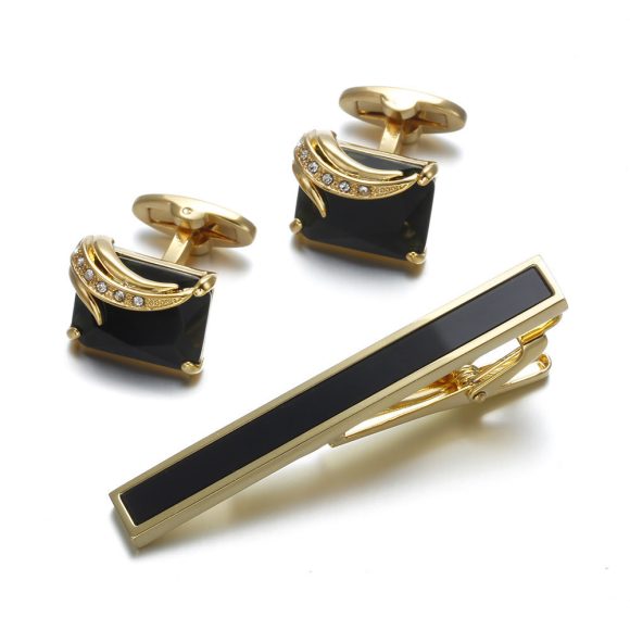 Fashion Gentleman Tie Clip High Quality Cufflinks Gold - Image 7