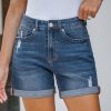 Straight Slim-fit Worn-out Curling Denim Shorts - Image 6