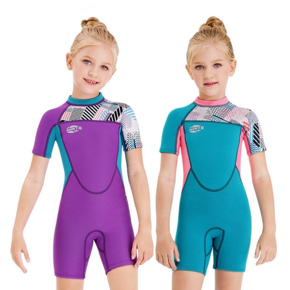 Girls Snorkeling, Surfing, Sunscreen And Cold-Proof Autumn And Winter Short-Sleeved Swimwear - Image 4