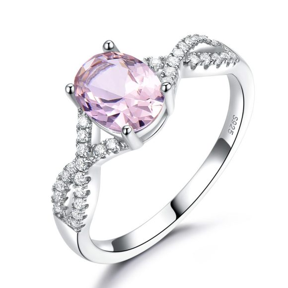 Sterling Silver Ladies Ring Oval Nano Morganite - Image 3