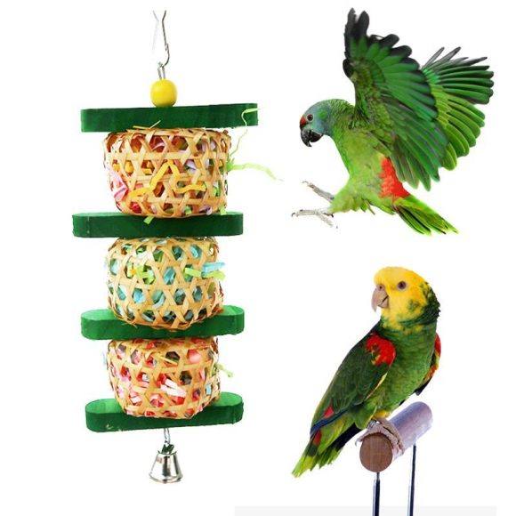 Parrot Supplies Bird Toy Rattan Woven Paper Silk Wood Gnawing Skewers - Image 4