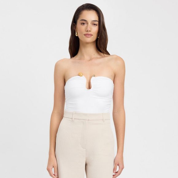Solid Color Chest-wrapped Backless Pleated Agate T-shirt - Image 7