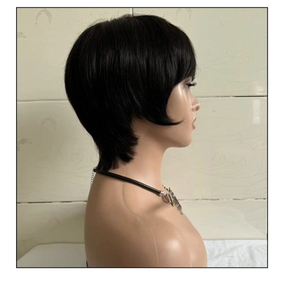 Short Straight Wig Women's Short Hair Head Cover Real Human Hair - Image 8