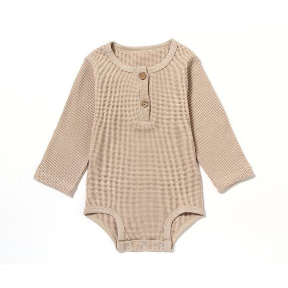 Spring And Autumn Romper R Baby Long Sleeve Waffle - Image 6