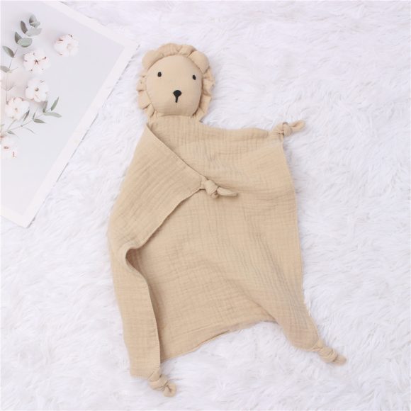 INS Wind Baby Cotton Gauze Comfort Towel Muslin Baby Sleeping Doll Lion Saliva Towel - Image 3