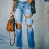 Ripped Foot Burr Fashion Straight Pants - Image 2