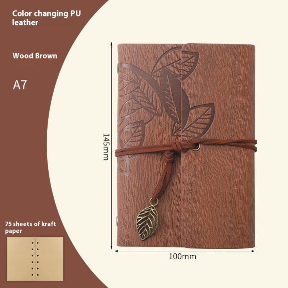 Creative Notebook Stationery One Leaf Zhiqiu Travel Diary Book Loose Leaf Vintage Leaves One Piece - Image 5