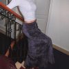 Long European And American Velvet Gloss Diamond Velvet Oblique Cut High Waist Drooping A- Line Temperament Sexy Skirt - Image 4