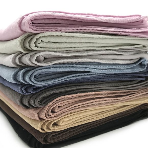 Women's Pure Color Pearl Chiffon Bubble Scarf Gauze Scarf - Image 7