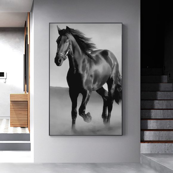 Art Canvas Animal Dark Horse Wall Art Living Room Home Decor - Image 2