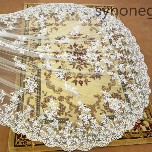 New Pattern Cathedral Length Bridal Lace Veil - Image 2