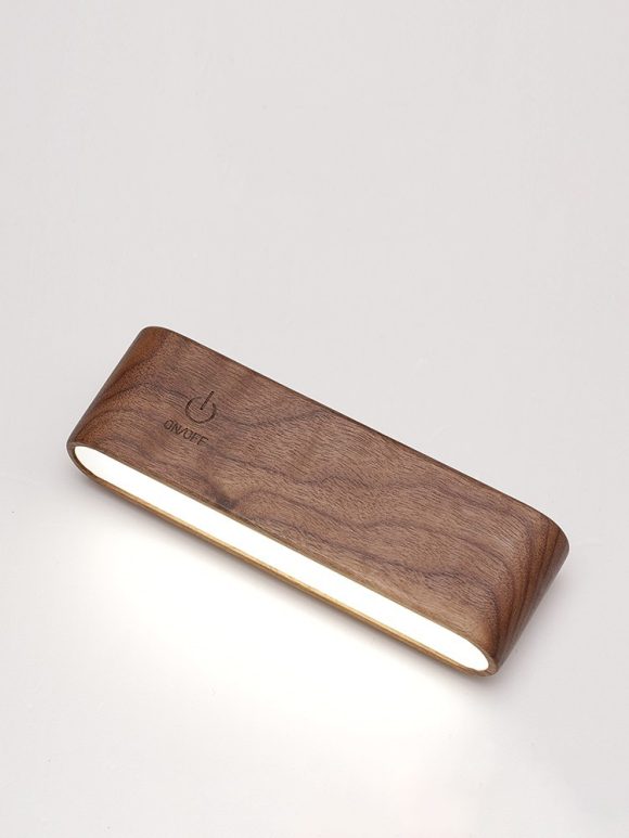 Nordic Black Walnut Solid Wood LED Table Lamp Key Holder Rechargeable Desk - Image 2