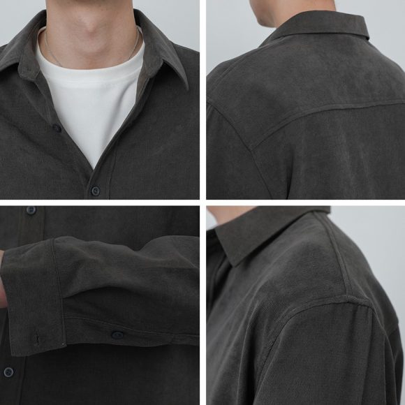 Loose Solid Color Long Sleeve Shirt For Men - Image 3